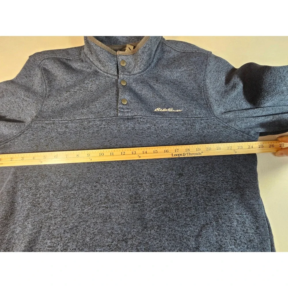 Eddie Bauer Radiator Fleece‎ Snap Mock Pullover Mens XXL Blue Heather 1326578